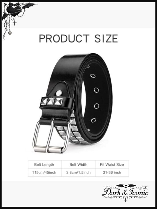 Faux Leather Studded Belt Punk Rock Rivet 1.5\